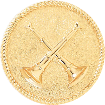 [BKTN-A2862-GLD-SB] Blackinton Two Crossed Horns Hat Badge